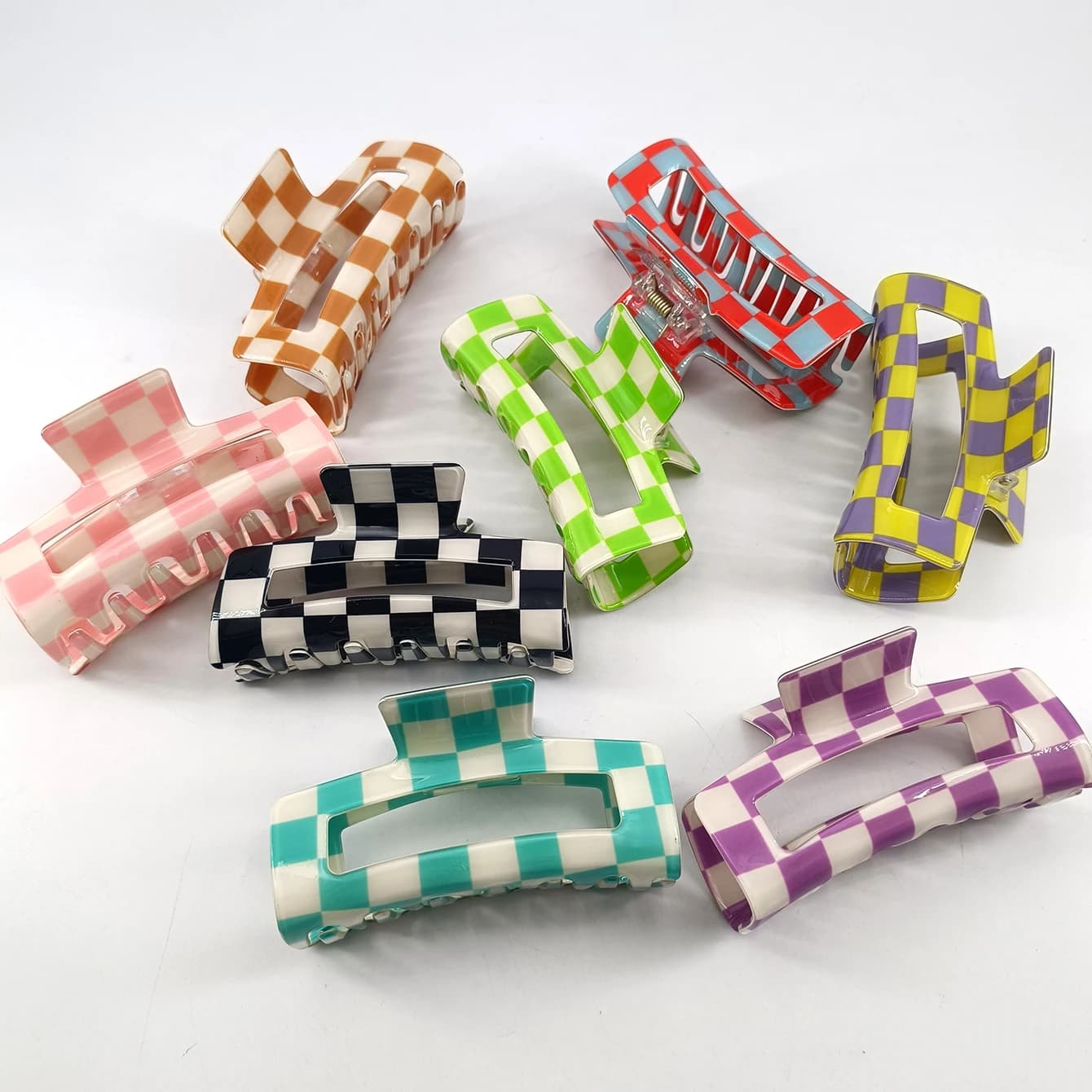 1/6 PCS Bunte Karierte Rechteck Haar Klaue Clips Für Frauen Mädchen Mode Haar Clips Für Styling Klaue Klemmen Haar Zubehör