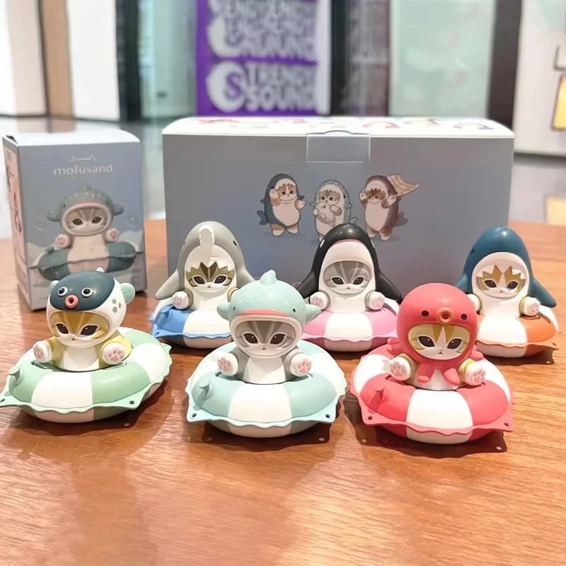 Mofusand Marine Schwimmring-Serie Blind Box Mofusand Niedliche Figuren Sammlerstücke Schlüsselanhänger Mystery Box Katzen-Geschenk Spielzeug