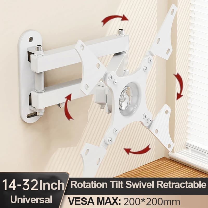 20 °   neigbare TV-Wandhalterung 360° °   Gedrehter Halter, universelle TV-Halterungen für 10–32 Zoll LCD-LED-Monitor, Flachbildschirm,