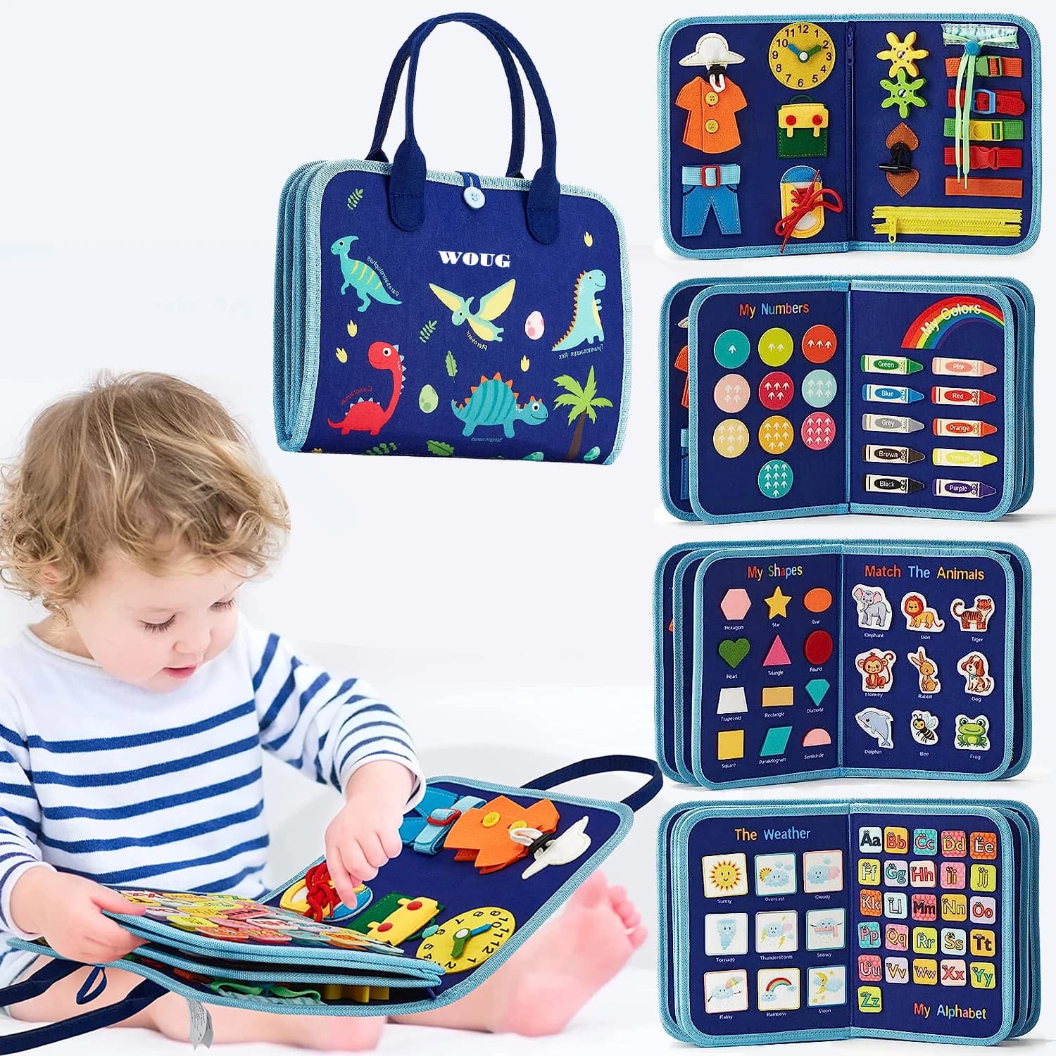 Montessori-Spielzeug, beschäftigtes Brett, sensorische Aktivitäts-Entwicklungsbrett für Kleinkinder für motorische Fähigkeiten, pädagogisches