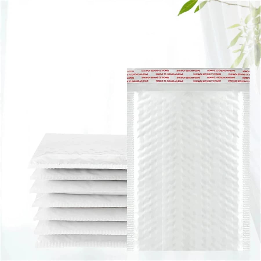 100 Stück Perlglanzfolie, wasserdicht, Luftpolstertasche, Verpackung, Express-Tasche, weißer Schaumstoff, selbstklebende Packungstasche,