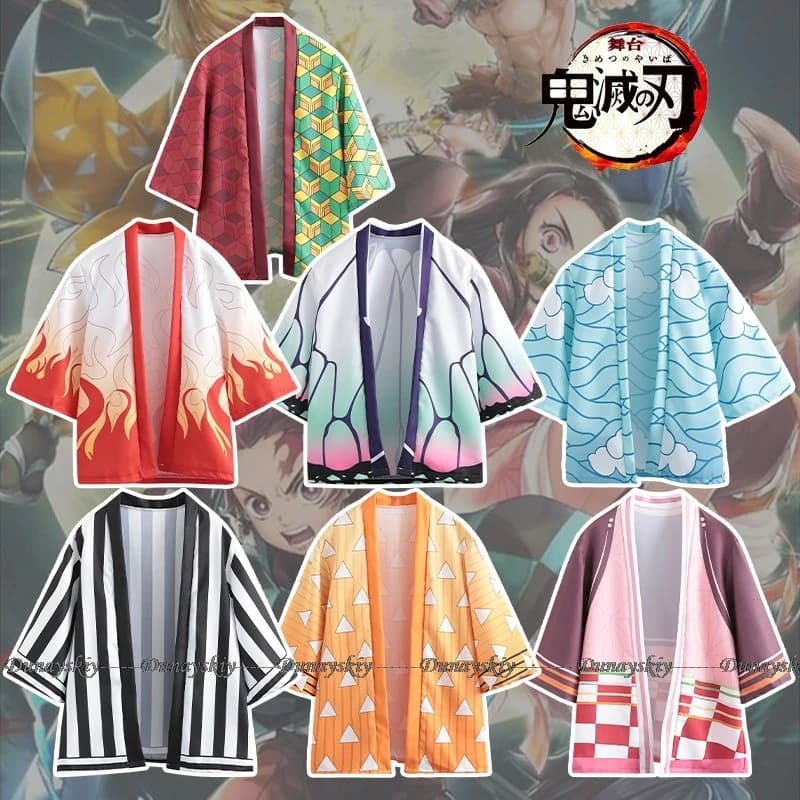 Anime Kospy Kos Tsume Coak Dämonentöter Haori Kimono Azuma Zenitsu Übertreibung Shinobi Sumer Core T-Shirt Graben