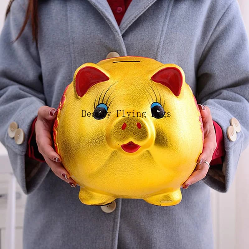 Luxuriöse Goldene Spardose mit Tierkreiszeichen Schwein, Geld- und Münzbox mit Verstecktem Safe, Geschenk für Erwachsene und Kinder
