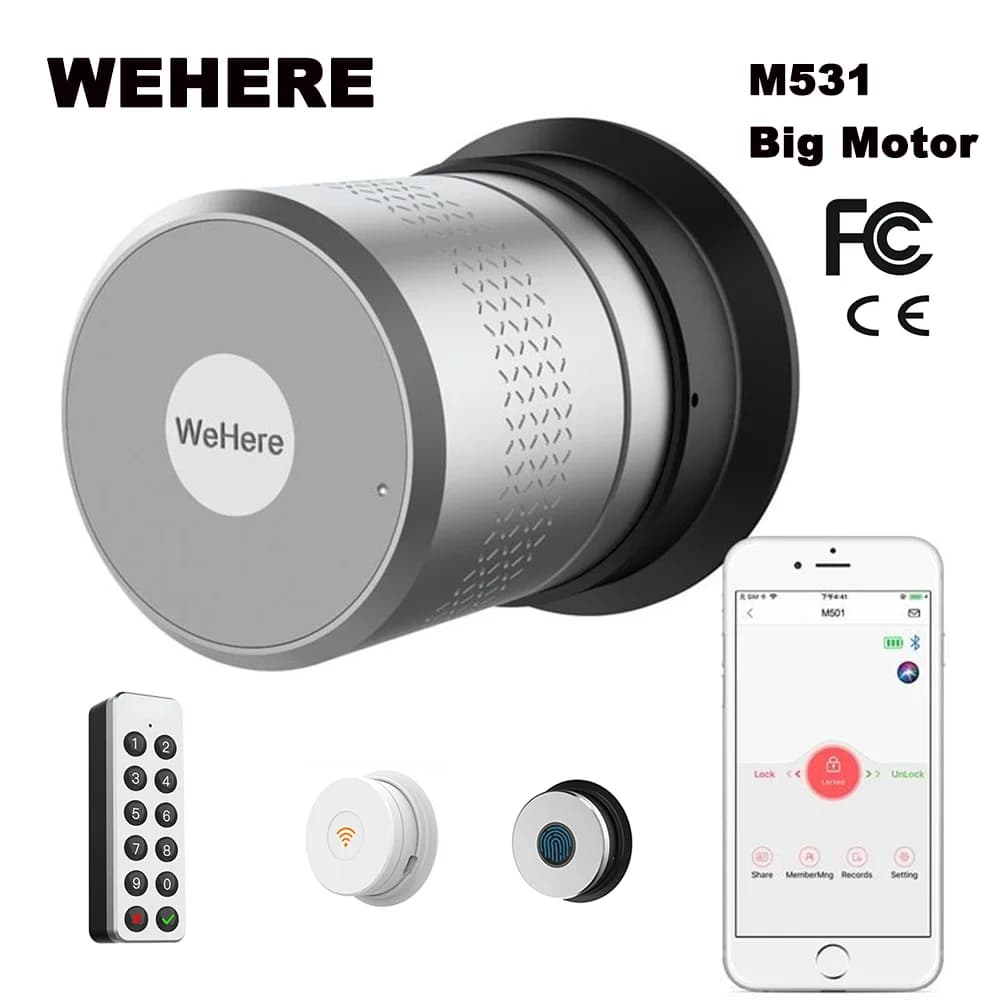 M531 Tuya Wehere APP Smart Türschloss Digitale Elektronische Schloss Fernbedienung Original Zylinder Cut Schlüssel Schalter Smart Home