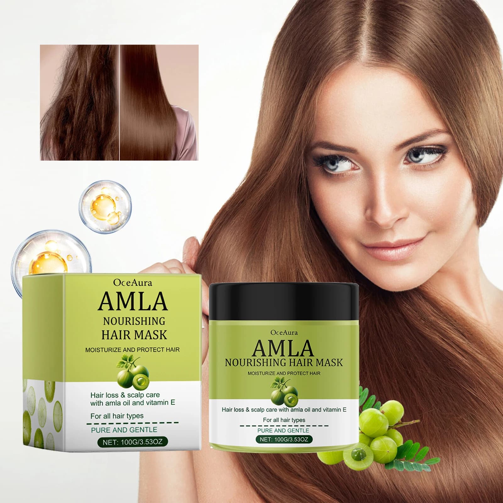 Haarmaske Original Amla Oil Haarwachstum Feuchtigkeitsspendende Glättung Reparatur Beschädigte trockene krause Enden Split Scalp Treatment