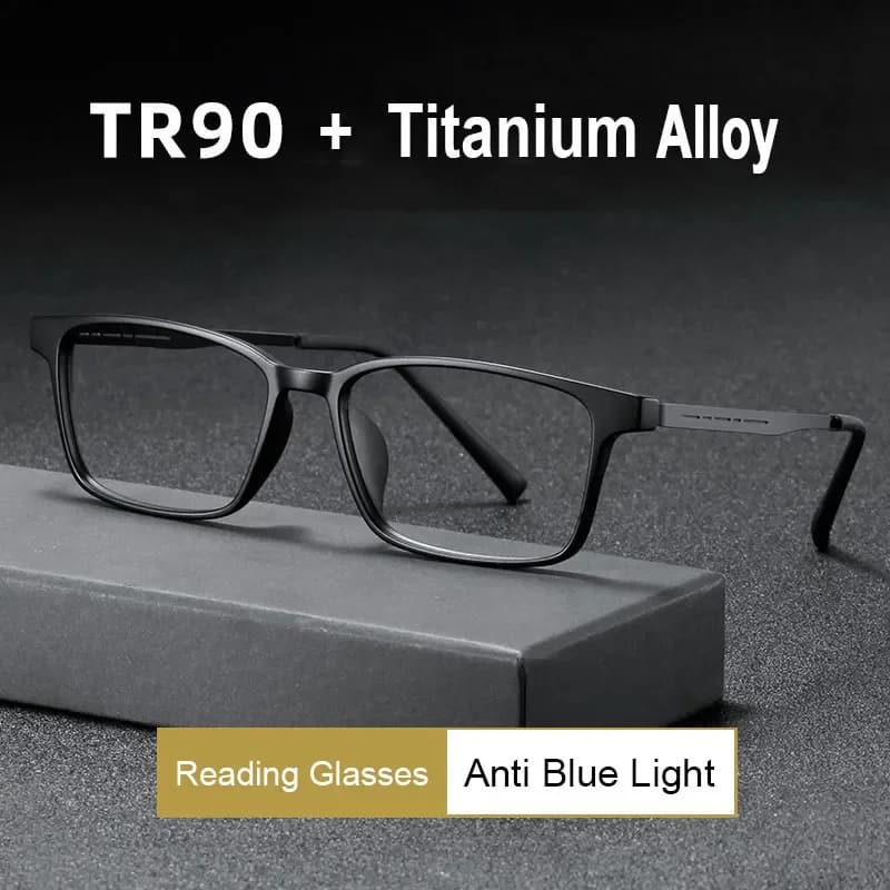 Blaulicht blockierende Lesebrille Männer Frauen ultraleichte tr90 Titan legierung optische Rahmen brille quadratische Brille