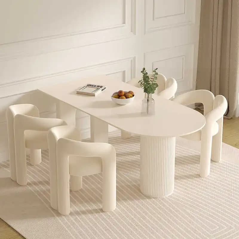 Esszimmermöbel, Tischkrippe, komplettes Set, modernes Esstisch-Set, 4-Sitzer, runder Deluxe-Esstisch