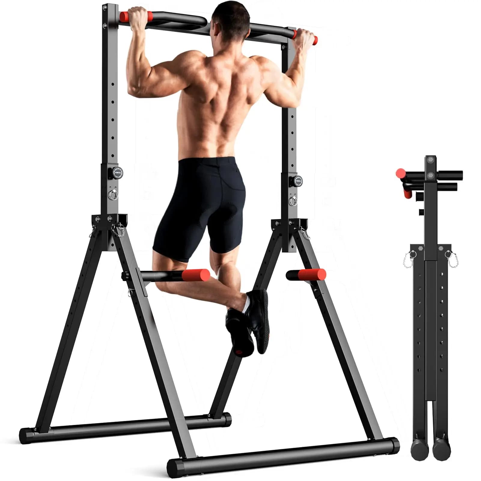 Faltbare Power Tower Pull Up Bar Dip Station Einstellbare Multifunktions Workout Gym Krafttraining Ausrüstung für Zuhause Im Freien