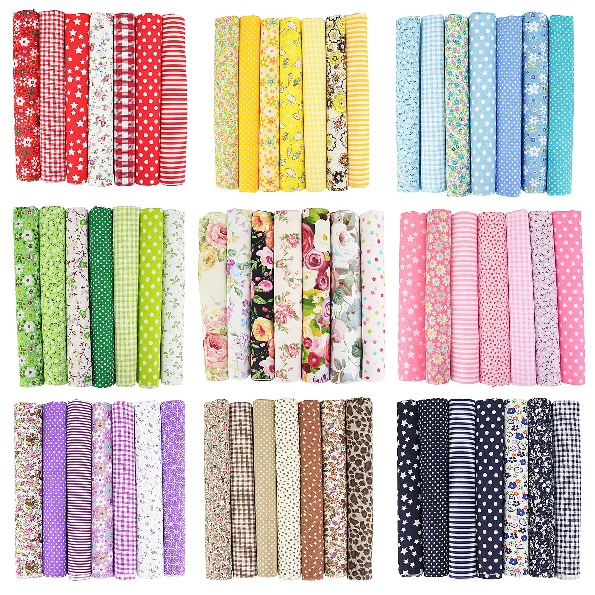 7 Stück 25 x 25 cm/50 x 50 cm quadratische Baumwoll-Stoffstücke für DIY-Bündel, Patchwork, Quilten, Nähen, Scrapbooking, Kunsthandwerk