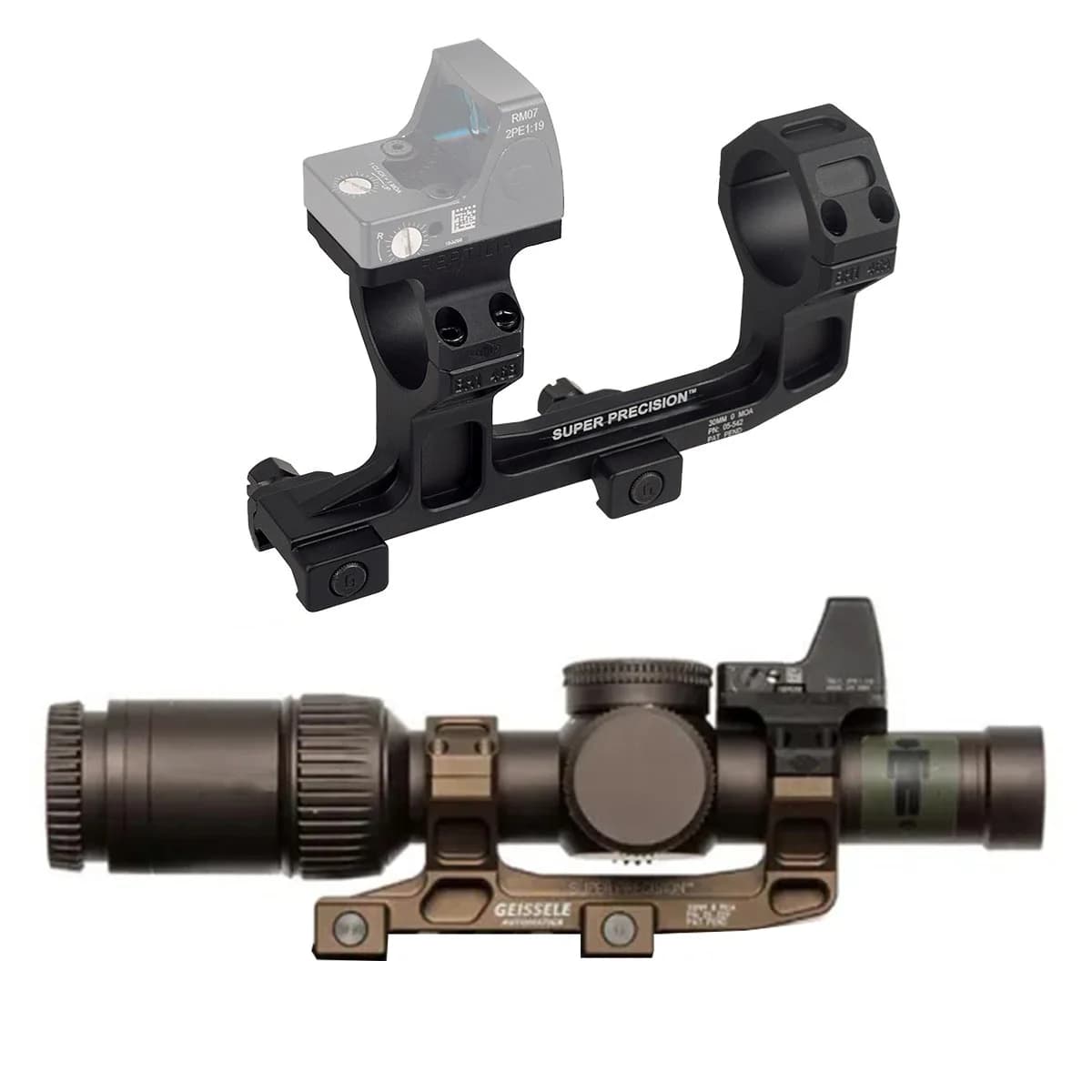 GEISSELE SUPER PRECISION AR15 Zielfernrohrmontage 25,4 mm 30 mm Ringe mit Reptilia ROF-45/90 für RMR Red Dot Sight RAISER Mount