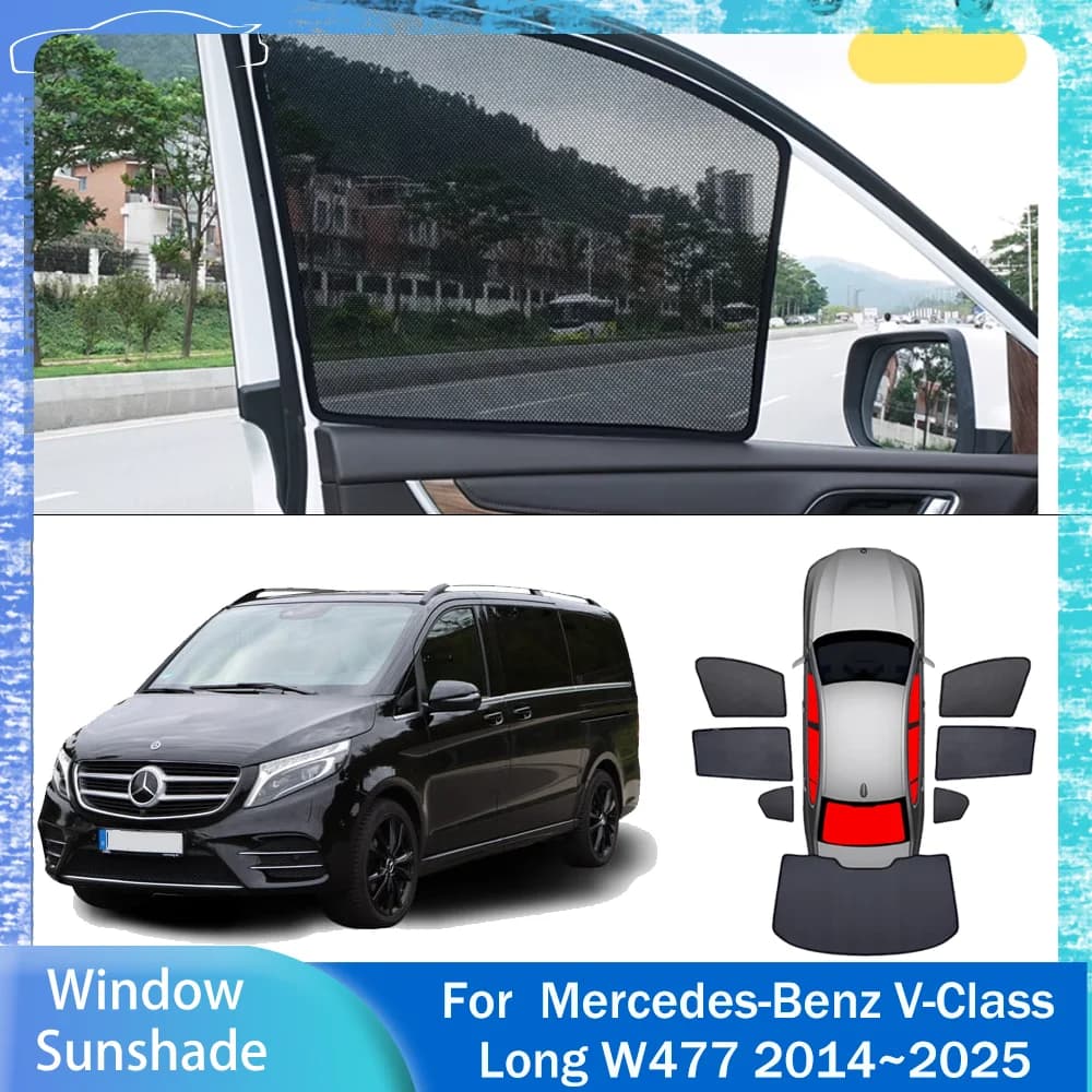 Für Mercedes-Benz V-Klasse Lange W477 2014-2025 2015 2016 2017 2018 2019 2020 2021 2022 2023 2024 Auto Magnetische Mesh Privatsphäre Sonnenschirm