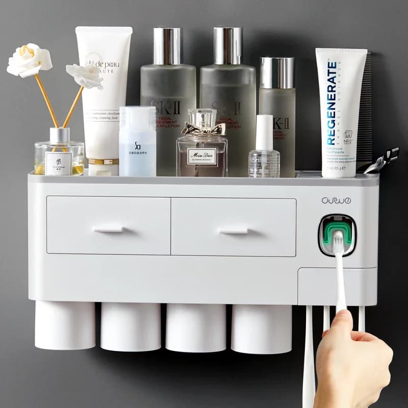 Magnetische Adsorption invertierter Zahnbürsten halter automatischer Zahnpasta spender mit Tasse Zahnpasta Bad zubehörset