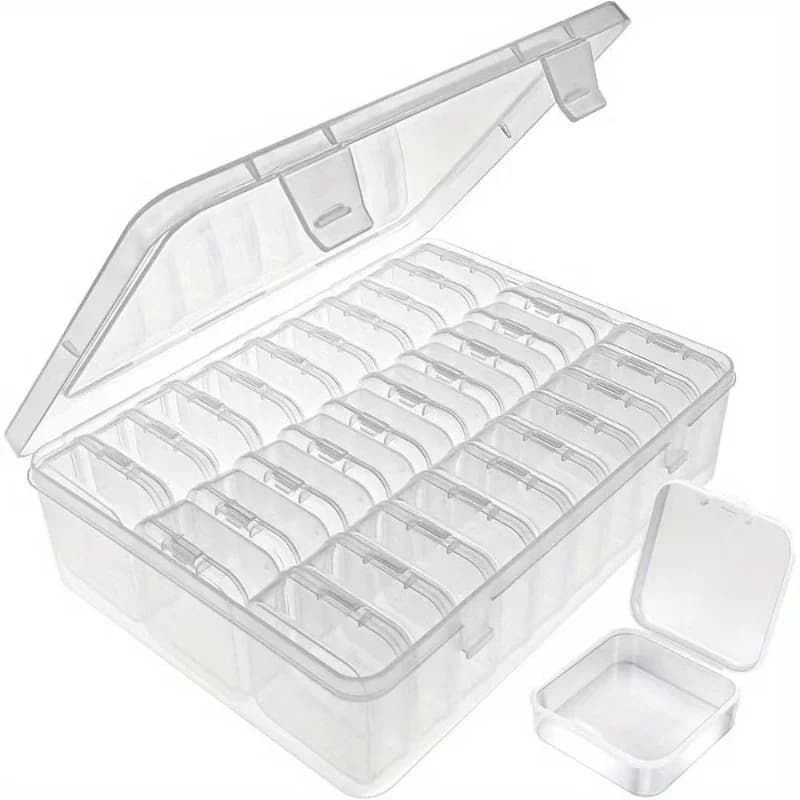 Langlebige Kunststoff-Aufbewahrungsbox, 14/30 Fächer und Kleiner Behälter - Transparenter Schmuck- und Kleinteile-Organizer