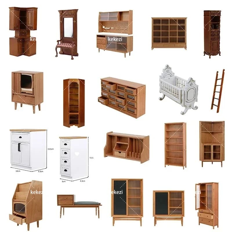 Puppenhaus Miniatur Holz Vitrine Bücherregal Schrank TV Schrank Holzmöbel Lagerschrank Puppenhaus Dekor