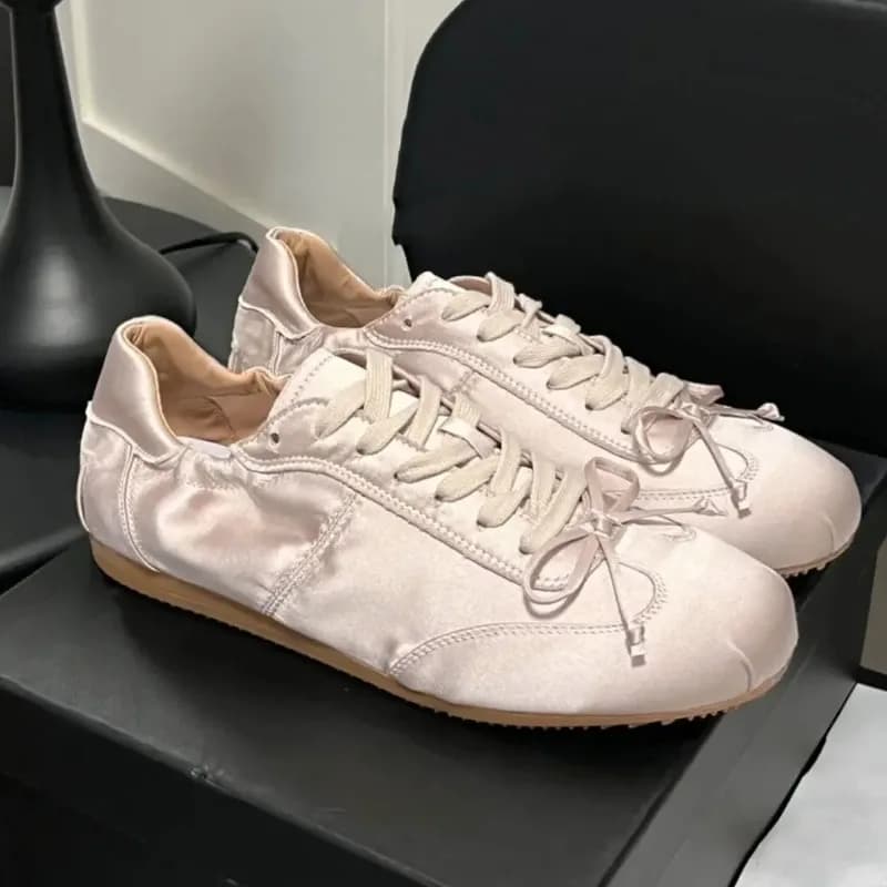 2025, Marke, Satin, Rosa, niedliche Ballerinas, Schuhe für Damen, süße lässige Turnschuhe, Schuhe, bequemer Spaziergang, tägliche Schuhe