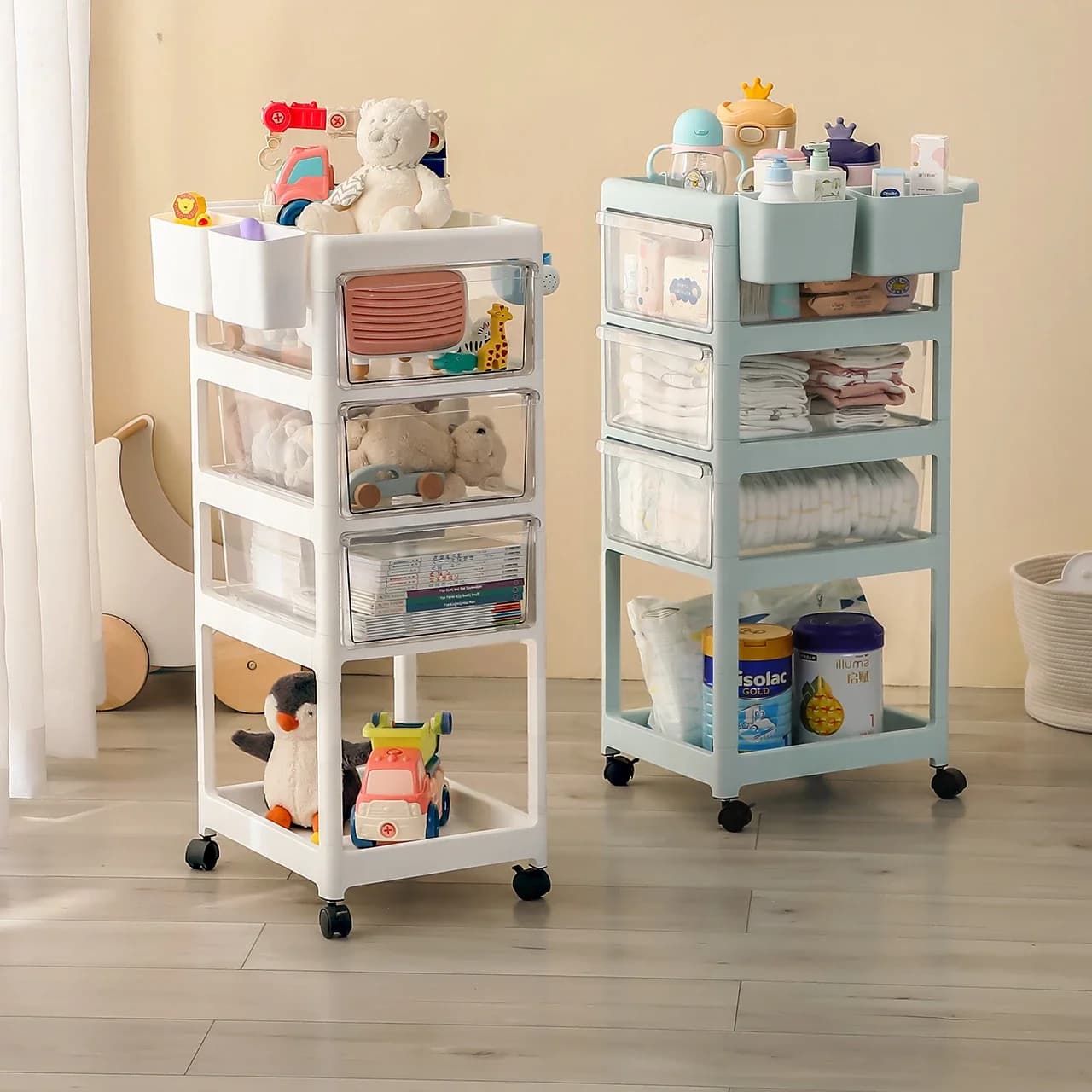 Baby liefert Lager regal kleiner Kinderwagen Baby Aufbewahrung schrank Neugeborene Kleidung Nacht bett mobile Flasche Lager regal