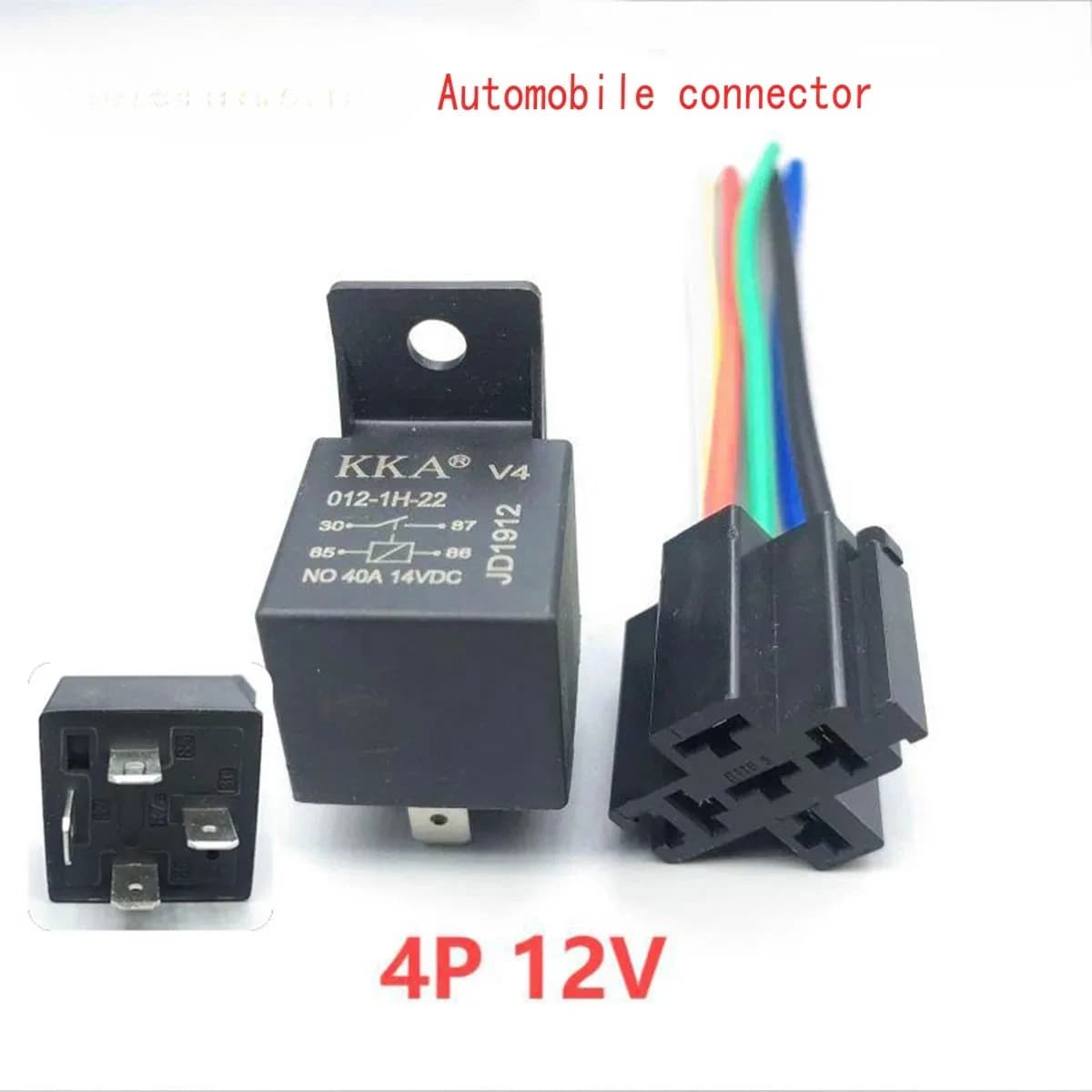 Wasserdichtes Kfz-Relais 12V 24V 4PIN 5Pin 40A Auto-Relais mit Schwarz-Rot Kupferanschluss Auto-Relaissockel SPDT Kabelbaum