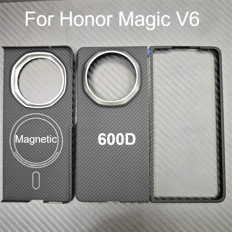 Magnetische Hülle für Honor Magic V6 Carbon-Aramidfaser-Handyhülle Stoßfeste ultradünne Handy-Schutzhülle.