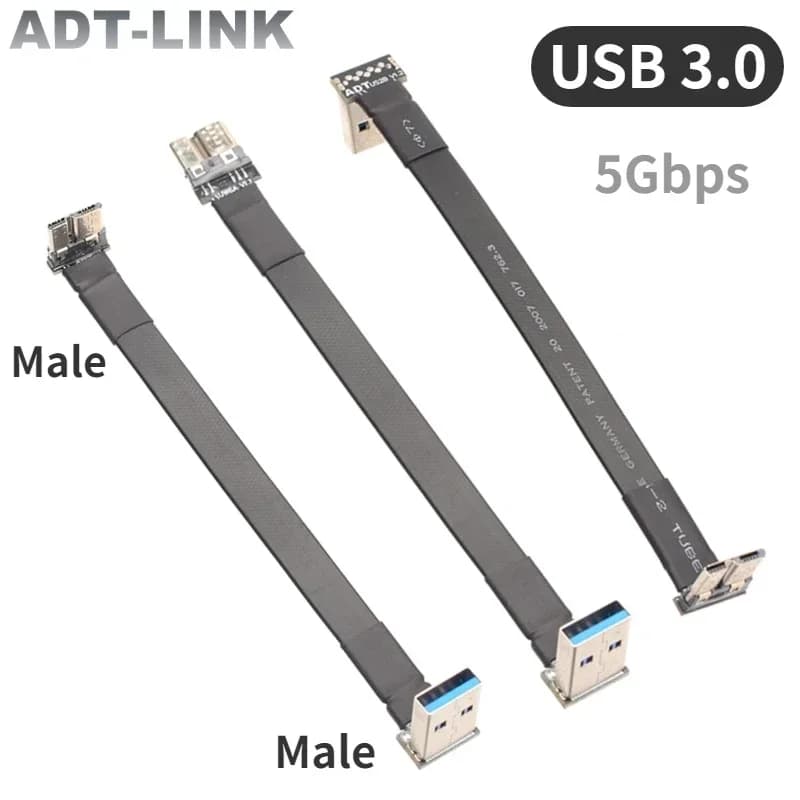 3–300 cm USB 3.0 USB-A auf Micro-B-Flachbandkabel Stecker auf Stecker FPC USB 3.0 Typ A Micro B 90-Grad-Winkelanschluss nach oben nach unten