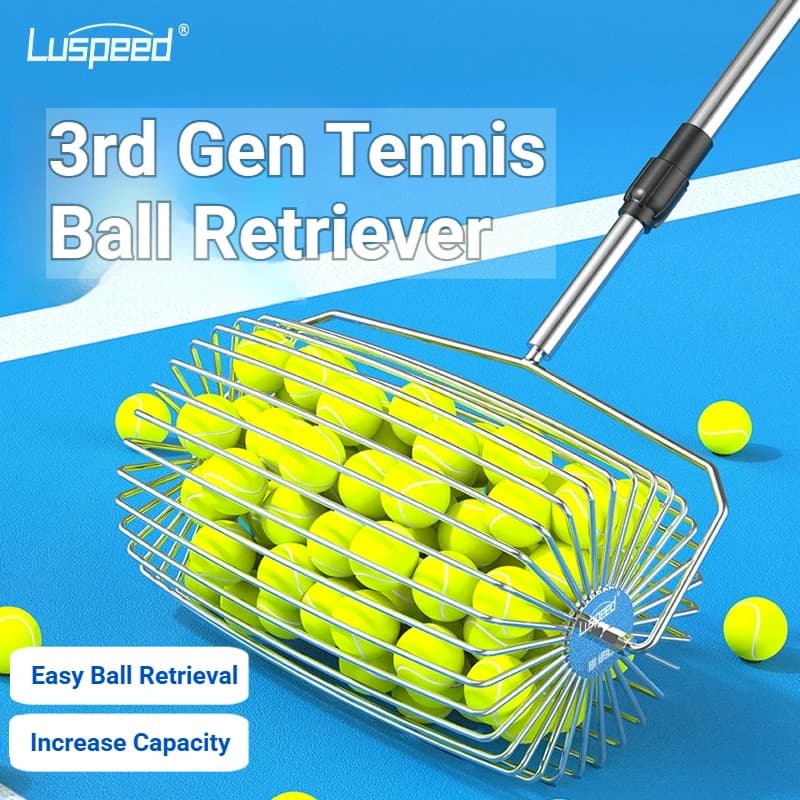 Luspeed Tennisball-Sammler der Dritten Generation, Ausziehbarer Ballsammler, Erhöhte Kapazität, Einfaches Aufsammeln von Bällen, Schnelles Aufheben