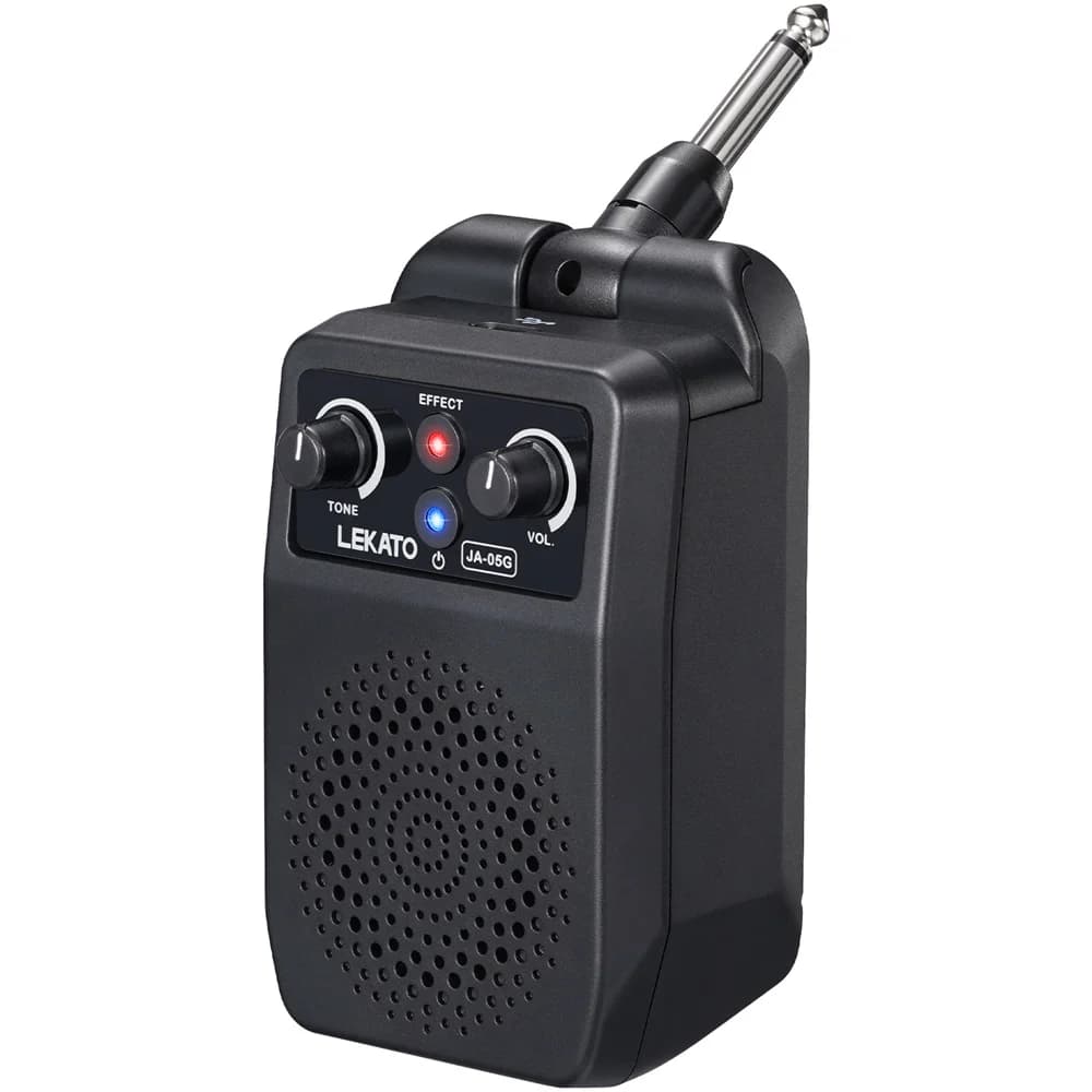 LEKATO Mini Elektrogitarren-Verstärker 5W Tragbarer Gitarrenverstärker Bluetooth Eingebaute 4 Effekte Wiederaufladbarer Kleiner Gitarrenverstärker
