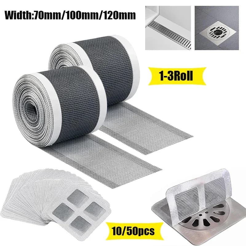 1–3 Rollen schneidbarer Duschablauf, Haarfänger, selbstklebende Bodenablauf-Aufkleber, Einweg-Netz, für Badezimmer, Küche, Waschbecken,