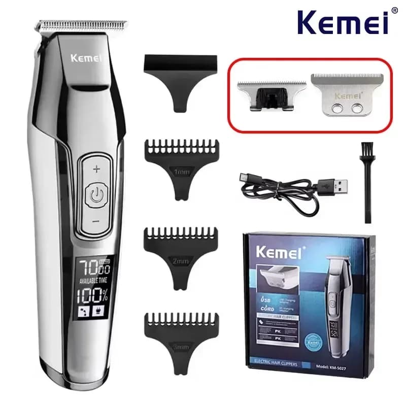 Kemei Haarschneidemaschine KM-5027 Original elektrischer wiederaufladbarer Haarschneider LCD-Display Friseur Professionelle SchneidemaschineKemei