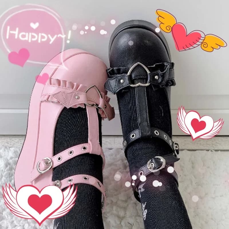 2024 marke Mädchen Plattform Keile Engel Fledermaus Mary Janes Pumpen Schnalle frauen Pumpen Neue INS Cosplay Lolita Japanische Schuhe frau