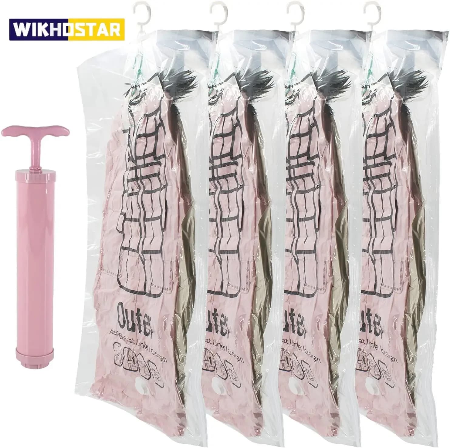 WIKHOSTAR Vakuumbeutel zum Aufhängen von Kleidung, Vakuum-Aufbewahrungsbeutel, versiegelte Aufbewahrung, Kleidung, Taschen für Anzüge, Kleid,