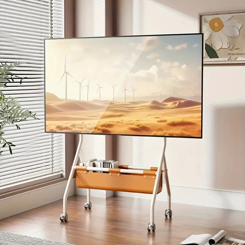Mobiler TV-Wagen für 32-70-Zoll-Fernseher, höhenverstellbarer, robuster, tragbarer mobiler TV-Ständer auf Rädern mit PU-Aufbewahrungstasche