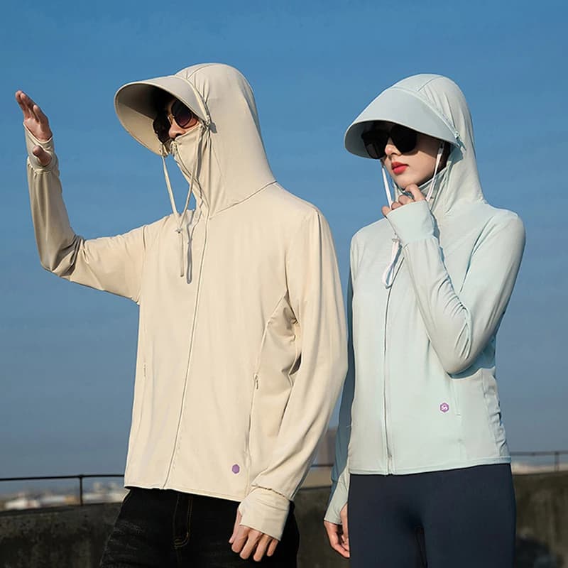    Sommer Dünne Paar Sport Freizeit Sonnenschutz Kleidung Komfortable Hohe Qualität Eis Seide Atmungsaktive Outdoor UV Schutz Mantel