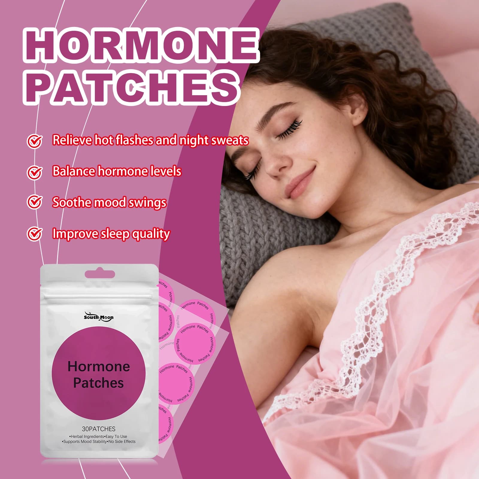 30/60/90 stücke Hormon Balance Transdermale Patches Verbessern Müdigkeit Stimmung Schaukeln Lindern Wechseljahre Frauen Hormonale Unterstützung