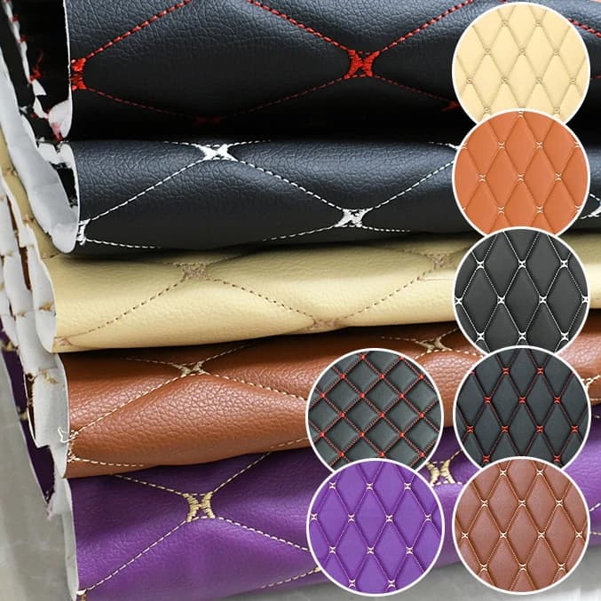 45/90 x 160 cm Sonderangebot bestickter karierter Stoff, Schwamm-Zwischenschicht-Lederstoffe für die Dekoration des Autos im Sitzkissen