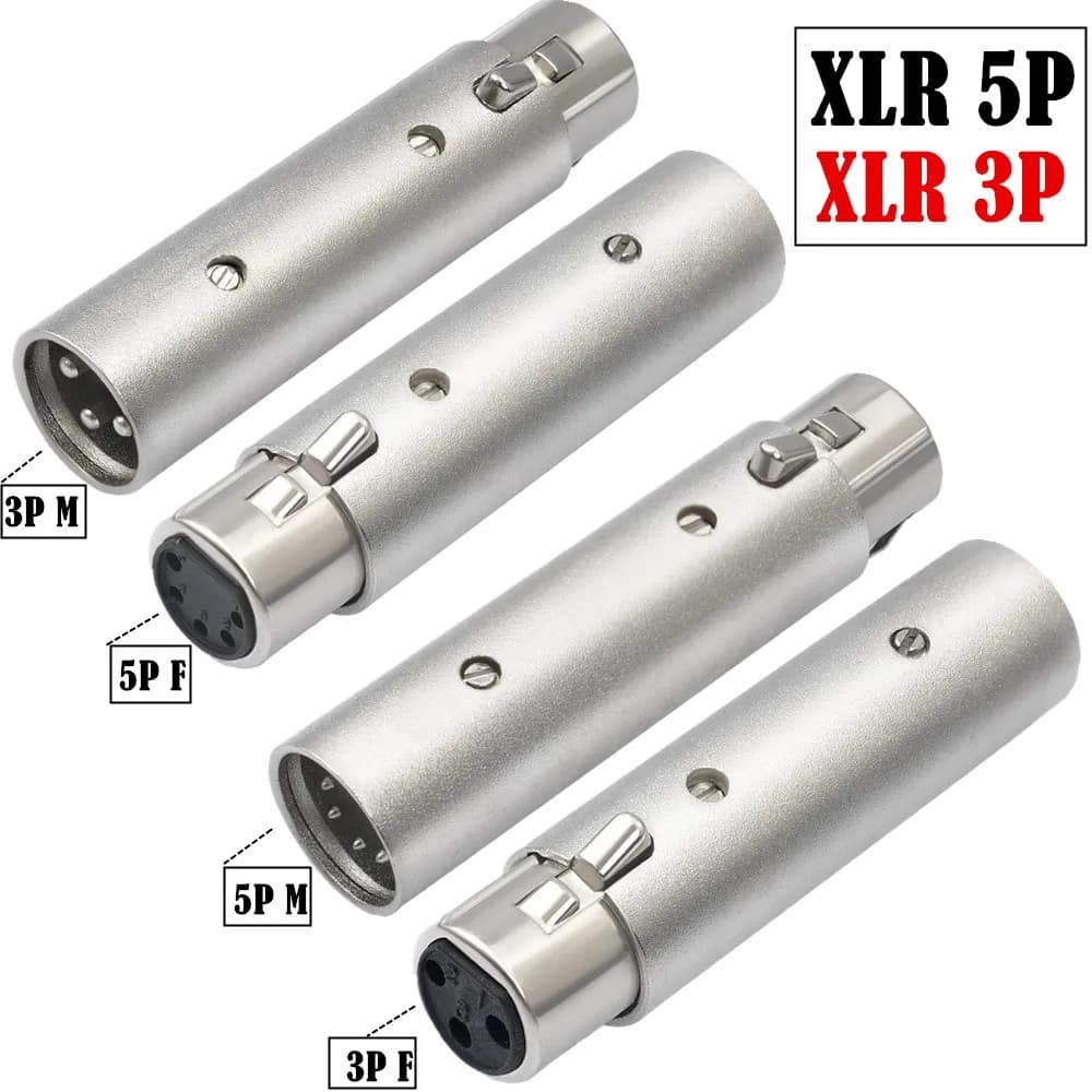 3-poliger XLR auf 5-poliger DMX-Konverter mit Metallgehäuse, Audio-Beleuchtungsadapter, 3-poliger Stecker auf 5-polige Buchse, Bühnen- und