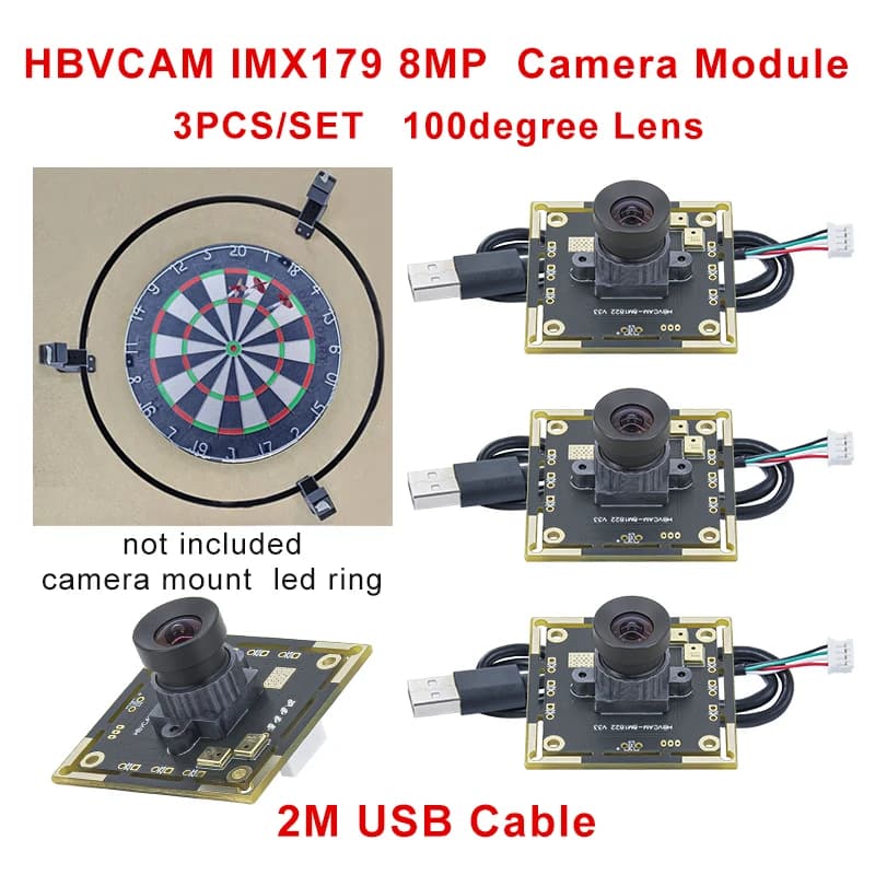 HBVCAM IMX179 100 Grad 8MP Kameramodul für Autodarts IO Punktezählsystem