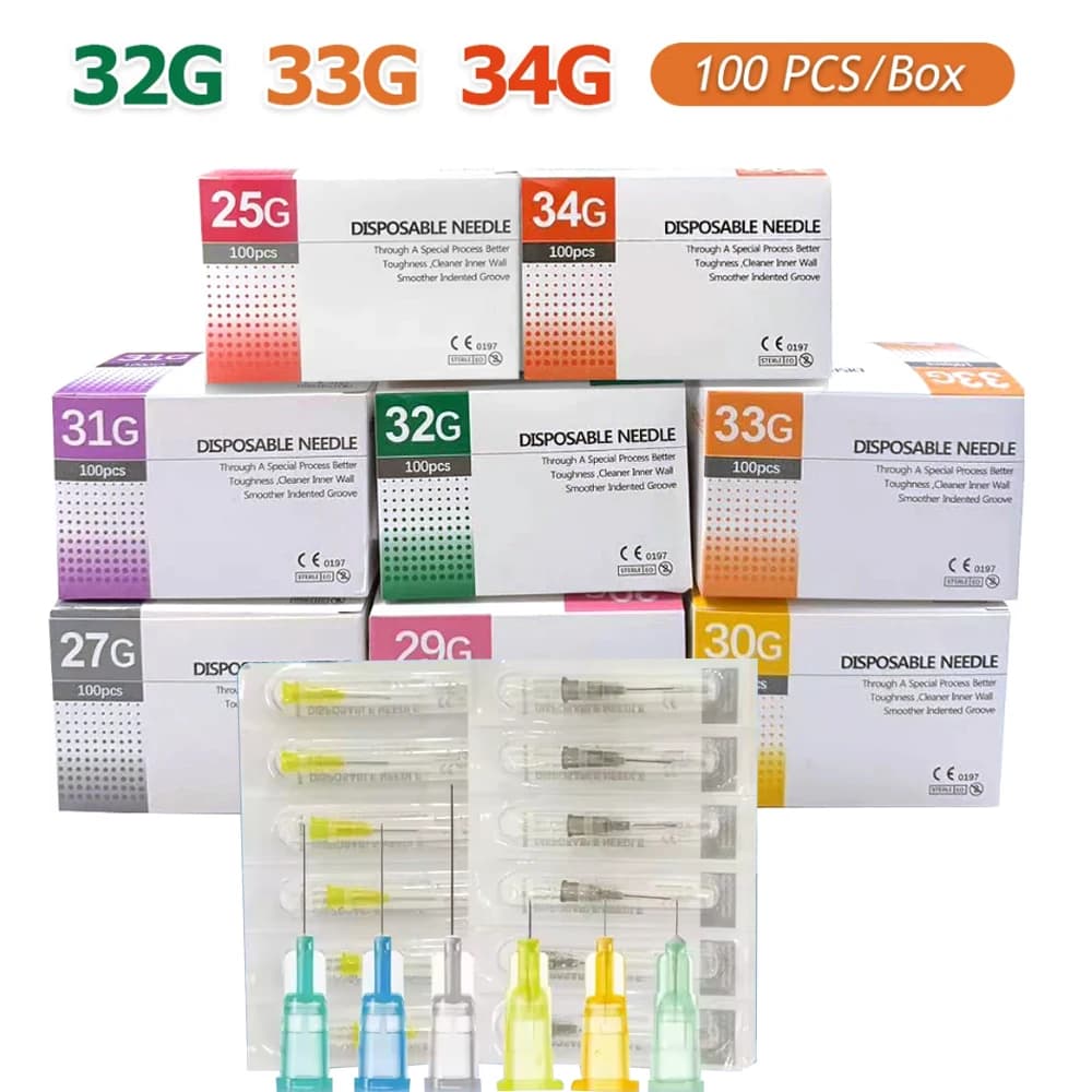 Schmerzfreie kleine Nadel 32G 4MM 32G 6MM 30G 13mm 34G 4MM Einweg-Edelstahl Ultrafeine Scharfe Nadel Augenlidpflege-Werkzeug