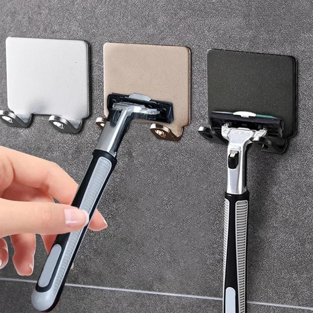 Badezimmer Edelstahl Rasiererhalter Aufbewahrungshaken Wandmontage Herren Rasierer-Regal Bohrfreier Rasiererhalter Zubehör Organisation