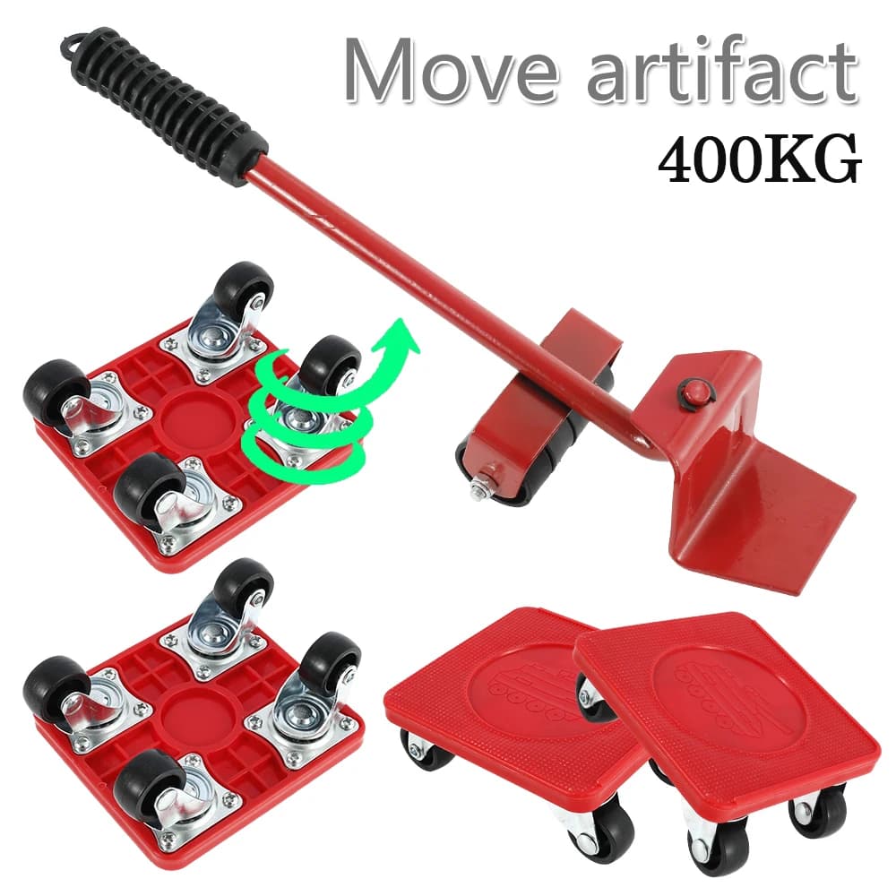 Möbel-Mover-Set, Transportheber, 360-Grad-Drehung mit Universalrad, schwere Gegenstände, bewegliches Rad, Rollenstange, Handwerkzeuge