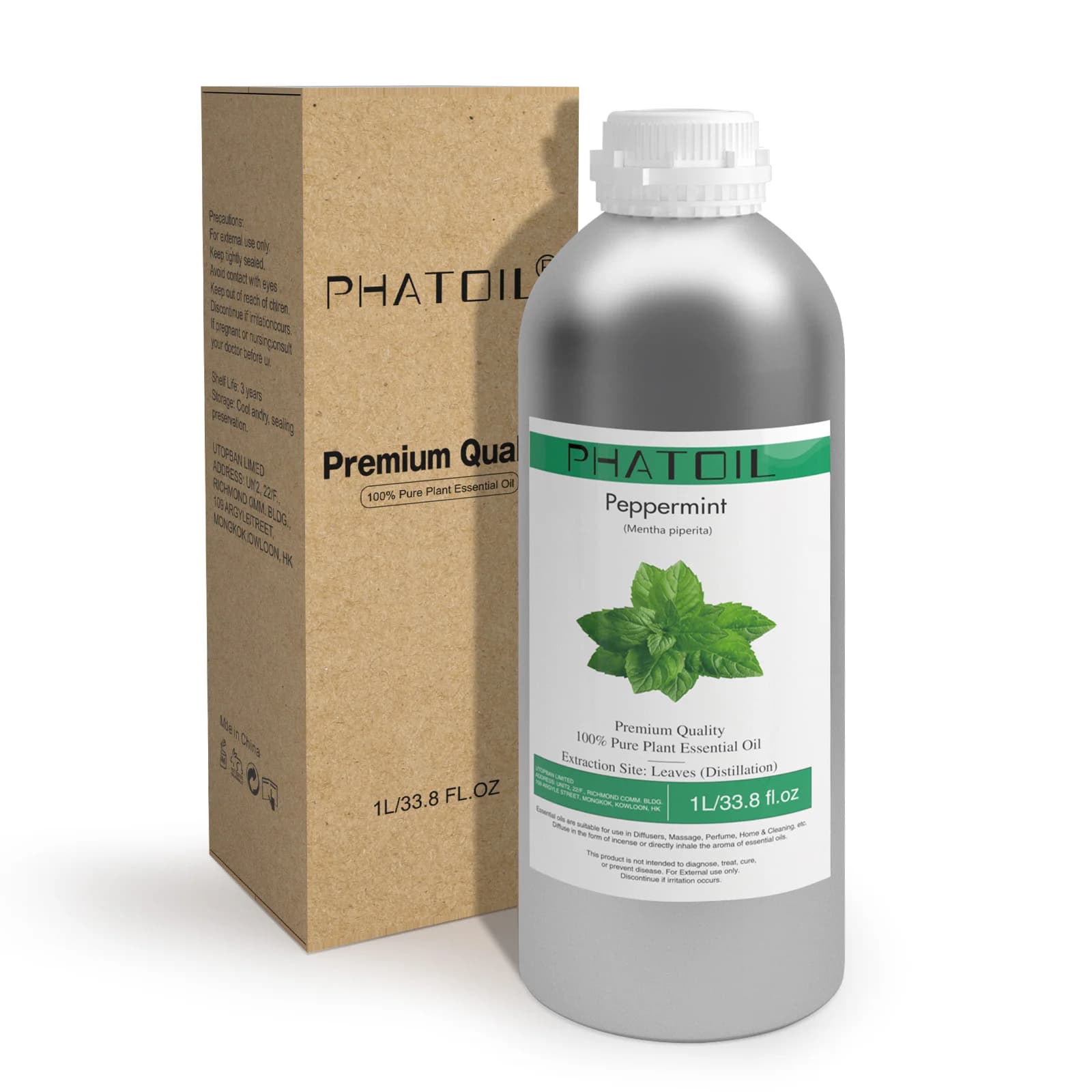 PHATOIL 1000 ml natürliche ätherische Pflanzenöle für Luftbefeuchter, Diffusor, Pfefferminze, Sandelholz, Bergamotte, Aromatherapie, ätherisches