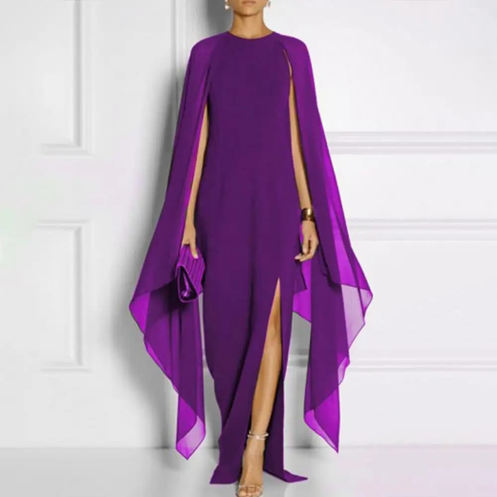 Große Größe Chiffon Unregelmäßige Schals Frauen Kleid Side Split Unregelmäßigen Saum Cocktail Party Kleid Unregelmäßige Elegante Maxi Kleid