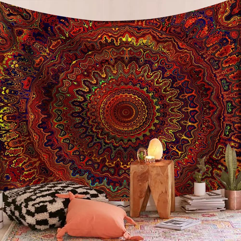 Indischer Mandala Wandbehang Wandteppich Boho Wandtuch Wandteppiche Dekor Psychedelic Hippie Böhmen Wandteppich Schlafzimmer Dekoration