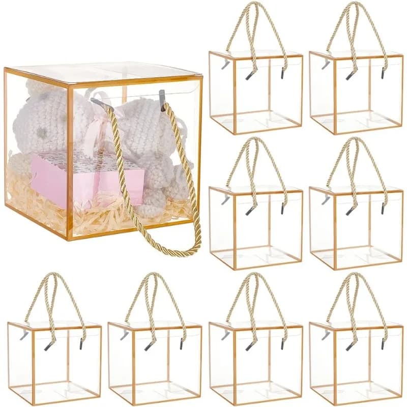 10er-Set transparente Geschenkboxen, 11,9 x 11,9 x 11,9 cm, Leckerli-Geschenkboxen für Süßigkeiten, Schokolade, Partygeschenke,