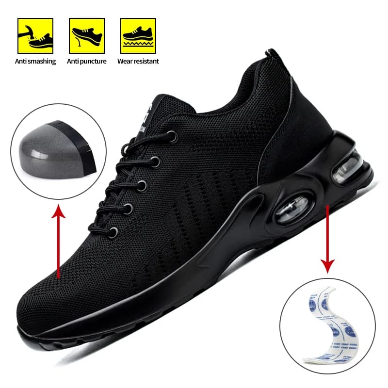 Herren-Schutzschuhe, Sicherheitsschuhe, Stahlkappenschuhe, Arbeitsschuhe mit Schutz vor Aufprall und Durchstich