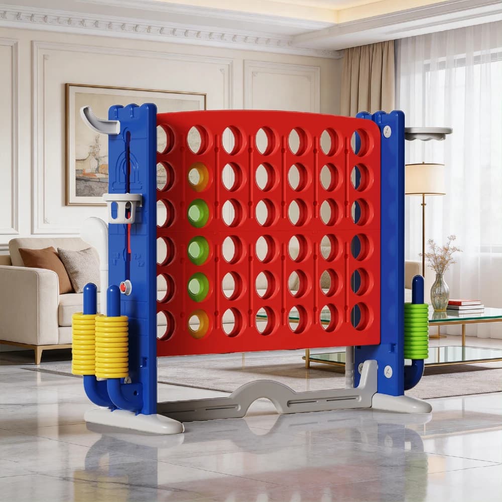 Riesiges 4-in-einem-Reihen-Spiel, 109 cm Höhe, Strategiespiel für Kinder und Familien, Ideal für Indoor- und Outdoor-Partys, Inklusive 48