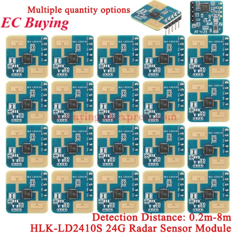 20 Stück/1 Stück LD2410S 24G Radarsensormodul zur Erkennung menschlicher Anwesenheit HLK-LD2410S Low Power LD2410 Erkennungsabstand 8M 3,3V 0,1mA