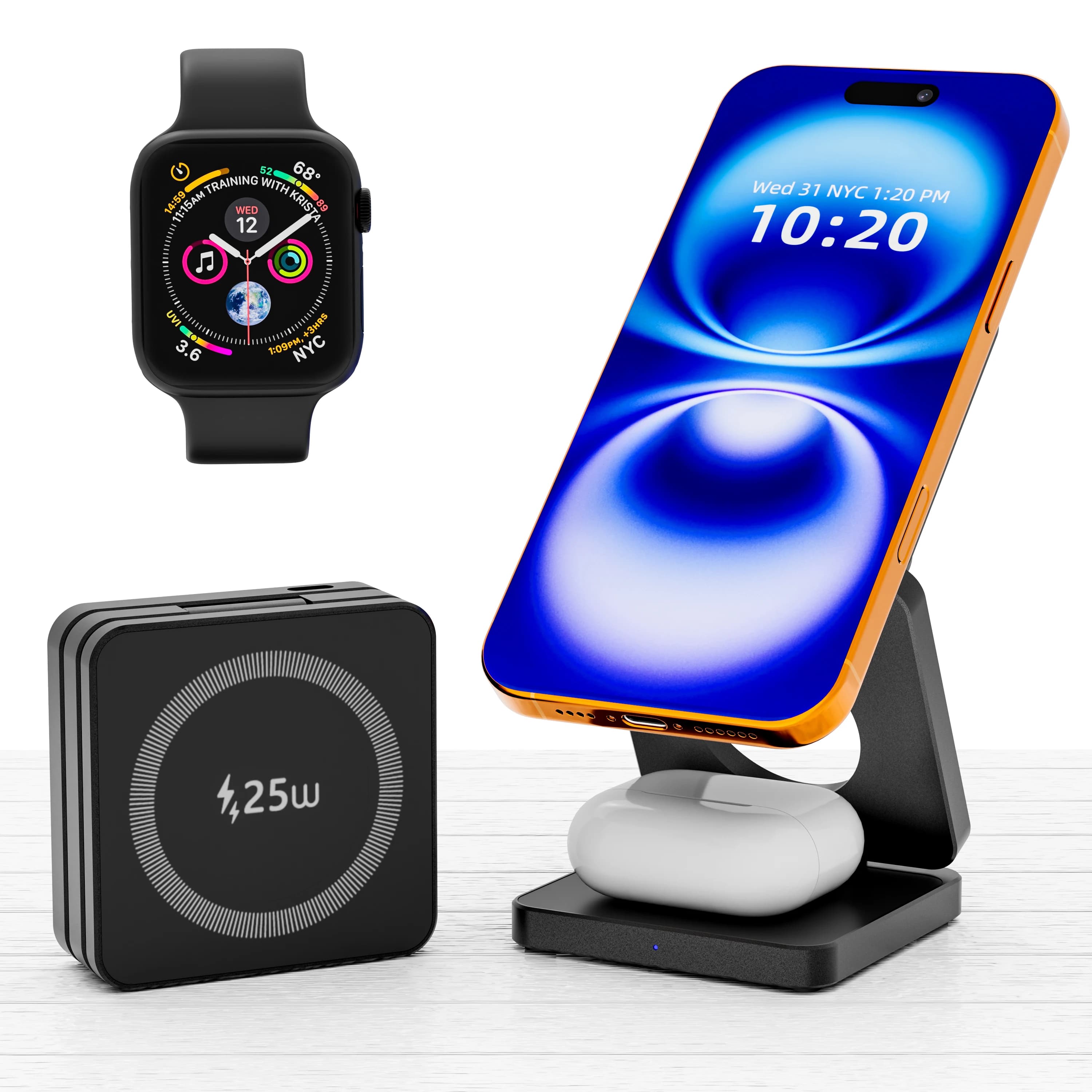 25 W Qi2.2 magnetisches kabelloses Ladegerät, 3-in-1 Qi2 25 W faltbarer schneller kabelloser Ladeständer mit starkem Magnet für iPhone 16/17
