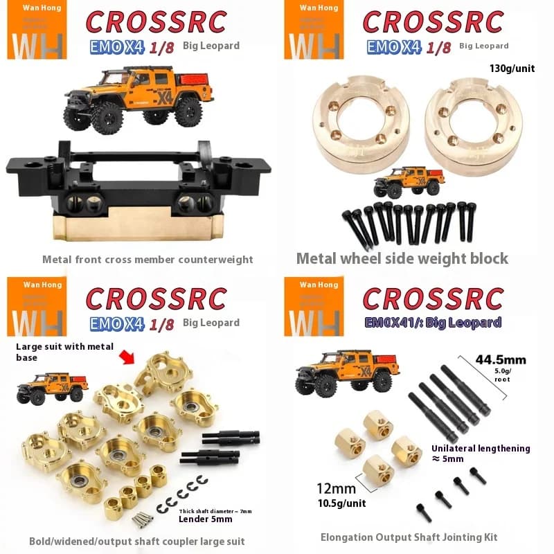 Crossrc Emo X4 Metall-Upgrade-Zubehör, vorderer Querträger-Panzerungs-Gegengewichtsblock, Ausgangswellenkupplung usw