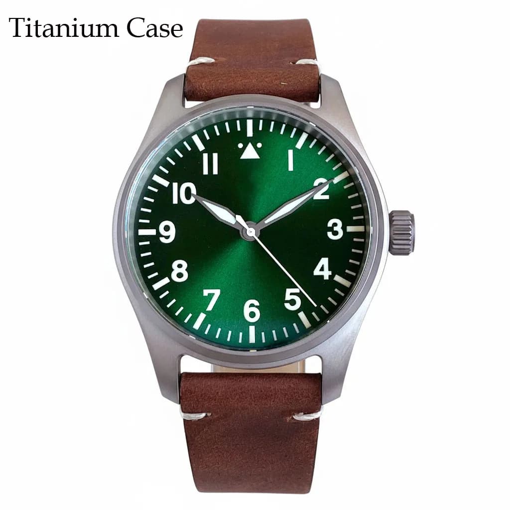 Tandorio 39 mm Saphirglas-Titan-Automatik-Herrenuhr für Miyota 8215/PT5000 20 Bar Blau/Grün Taucher-Armbanduhr Lume