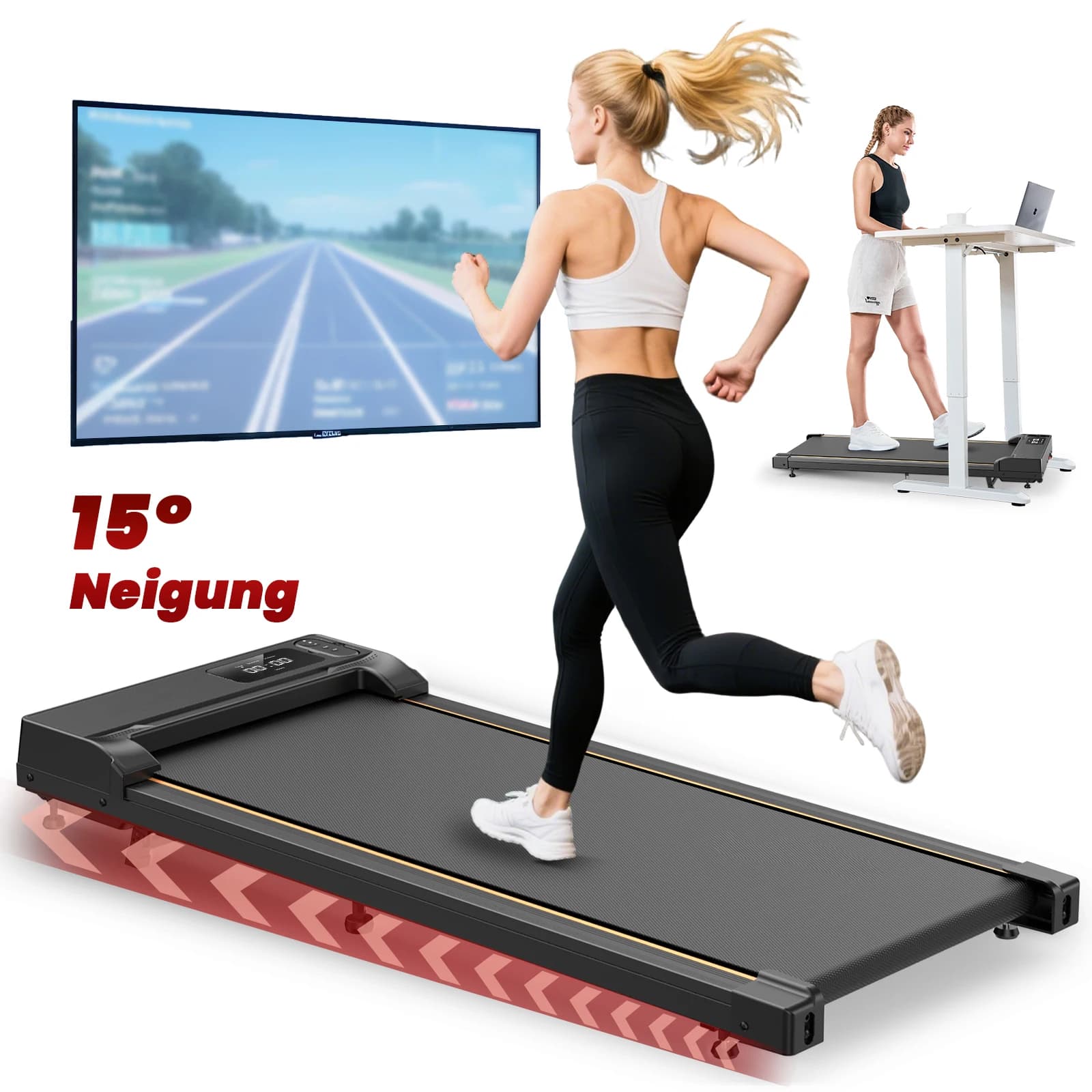 Formill FT31 Laufband, 15 °   Neigung, 2,5 PS Spitzenmotor, leises Gehpad für Zuhause mit LED-Anzeige und Fernbedienung