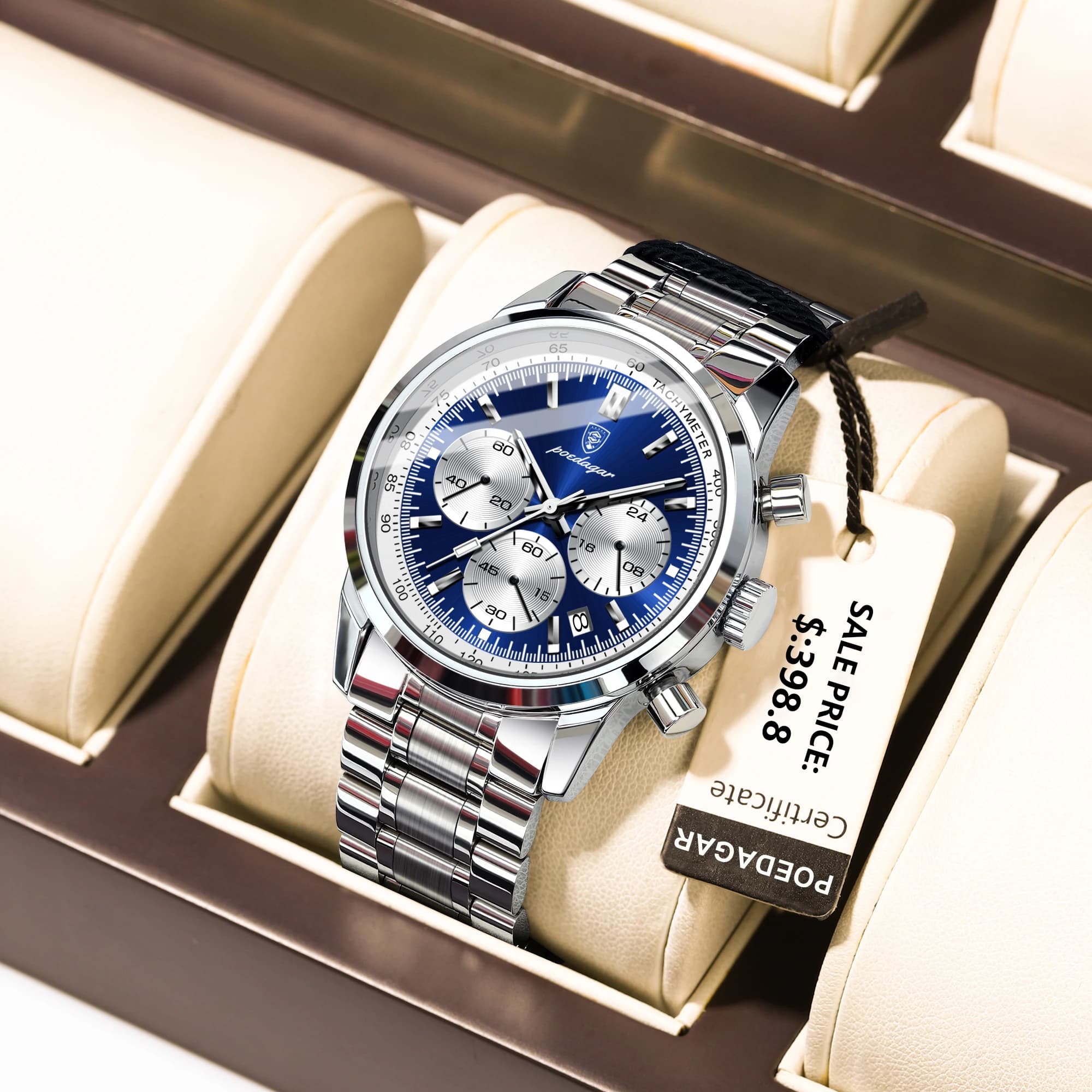 POEDAGAR Top Marke Luxus Mann Uhren Wasserdicht Leucht Datum Chronograph herren Quarzuhr Edelstahl Sport Männer Uhr